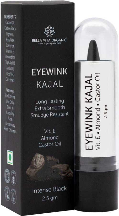 Bella vita organic Eyewink Kajal | 12-hour Wear| Smudge - Proof | Almond Oil & Vitamin E | 2.5 gm Price in India
