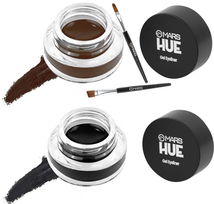 MARS Hue Gel Eyeliner with 2 Brush Set Black & Brown, 6.6g (LS12) 6.6 g Price in India