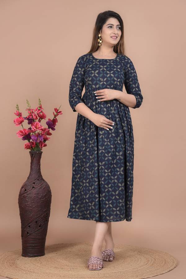 Women A-line Dark Blue Dress Price in India