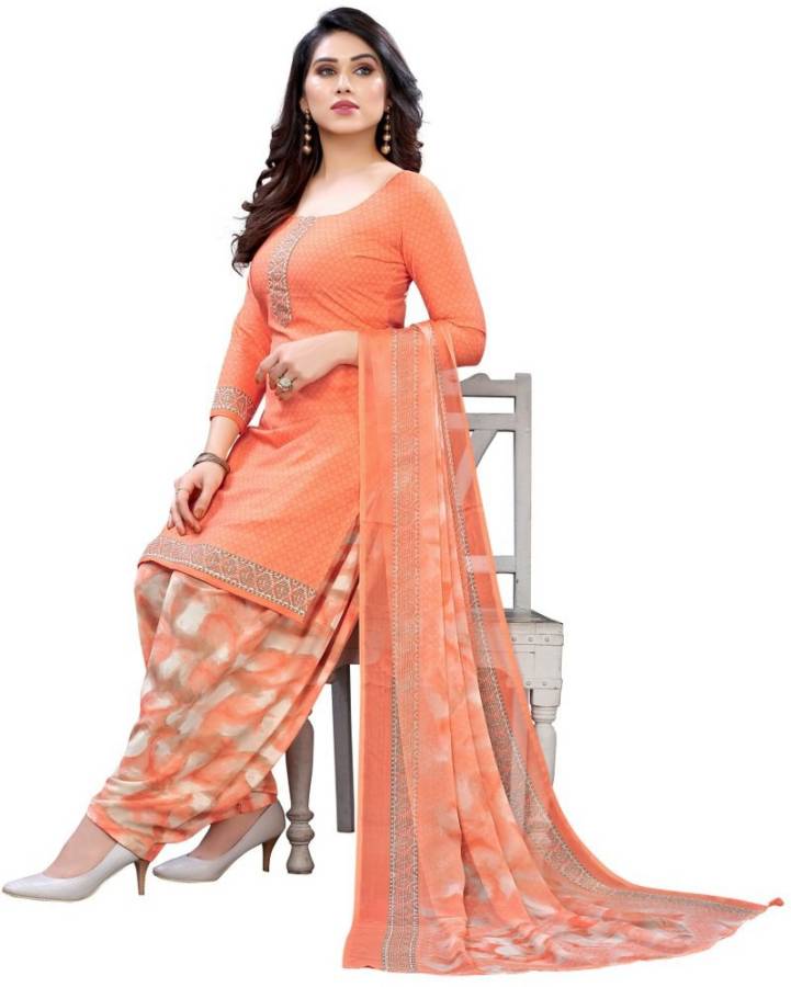 Unstitched Crepe Salwar Suit Material Printed Price in India