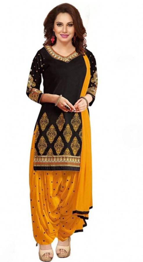 Unstitched Crepe Salwar Suit Material Printed Price in India