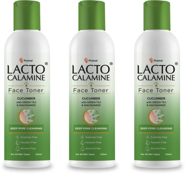 Lacto Calamine Cucumber Face Toner with Green Tea & Niacinamide Cool & Hydrated skin Pack of 3 Men & Women Price in India