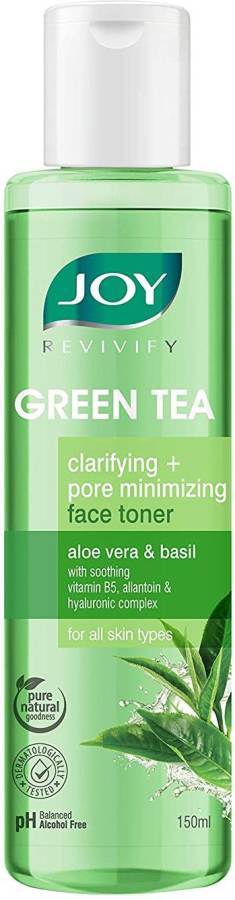 Joy Clarifying and Pore Minimizing Balancing + Hydrating Toner | Green Tea and Basil | With Soothing Hyaluronic Complex & Vitamin B5 | 100% Vegan | Sulphate and Paraben Free Men & Women Price in India