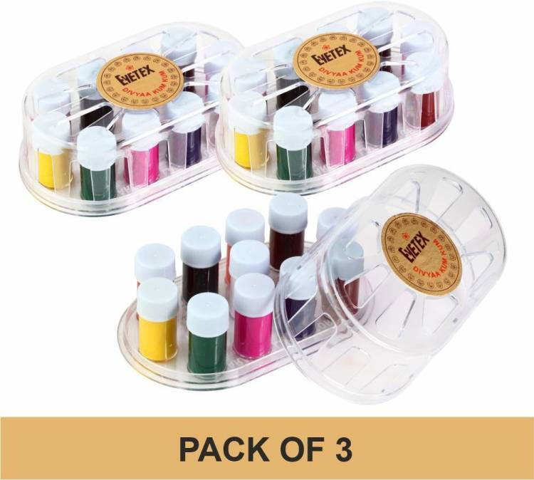 Eyetex Divyaa Kum Kum 11 in 1, 17g - Multicolour Skin friendly liquid bindi, Pack of 3, Matte Price in India