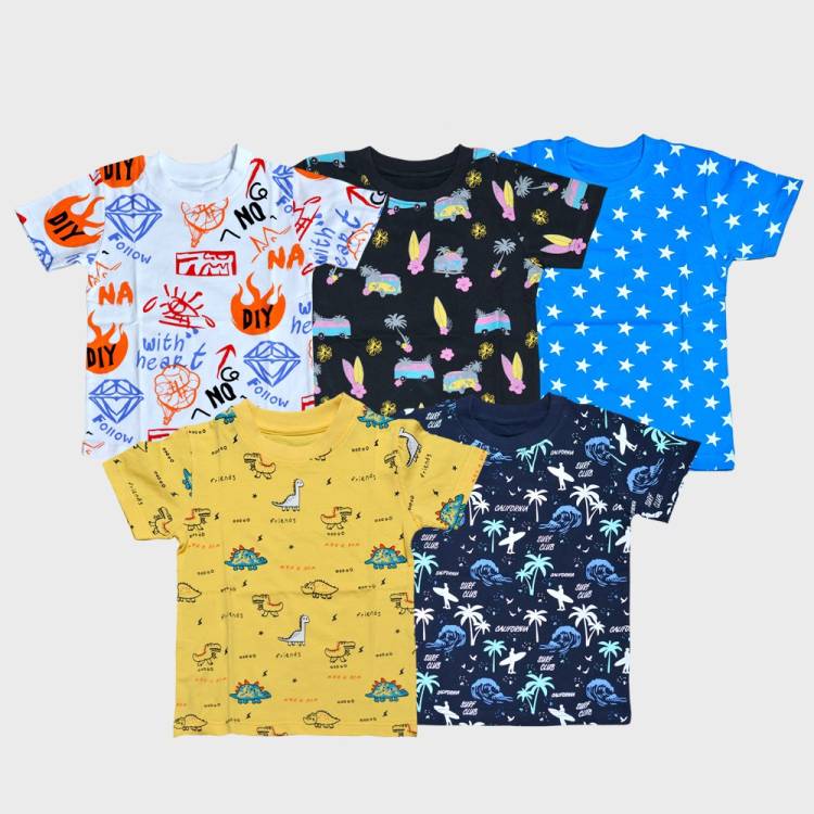 Boys Printed Pure Cotton T Shirt Price in India