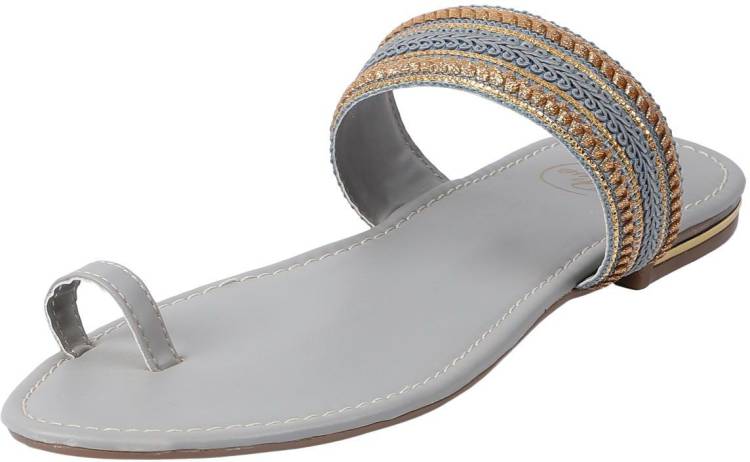 Women Grey Flats Sandal Price in India