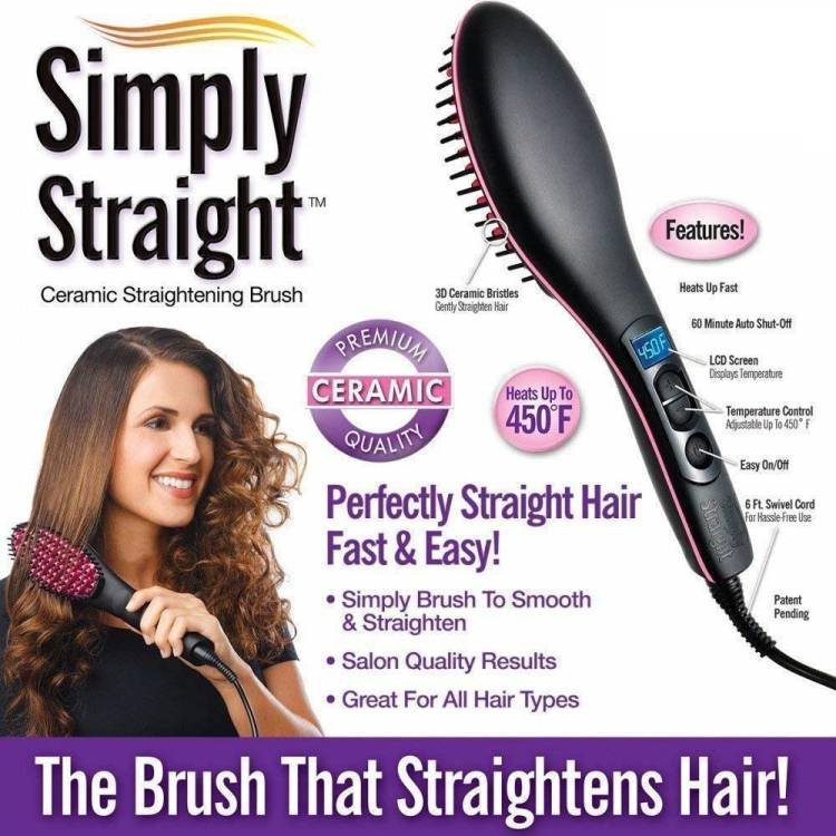 Wunder Vox IVI-61KI-Simply Straight Hair Straightner Black (Brush Style) Hair Straightener Brush Price in India