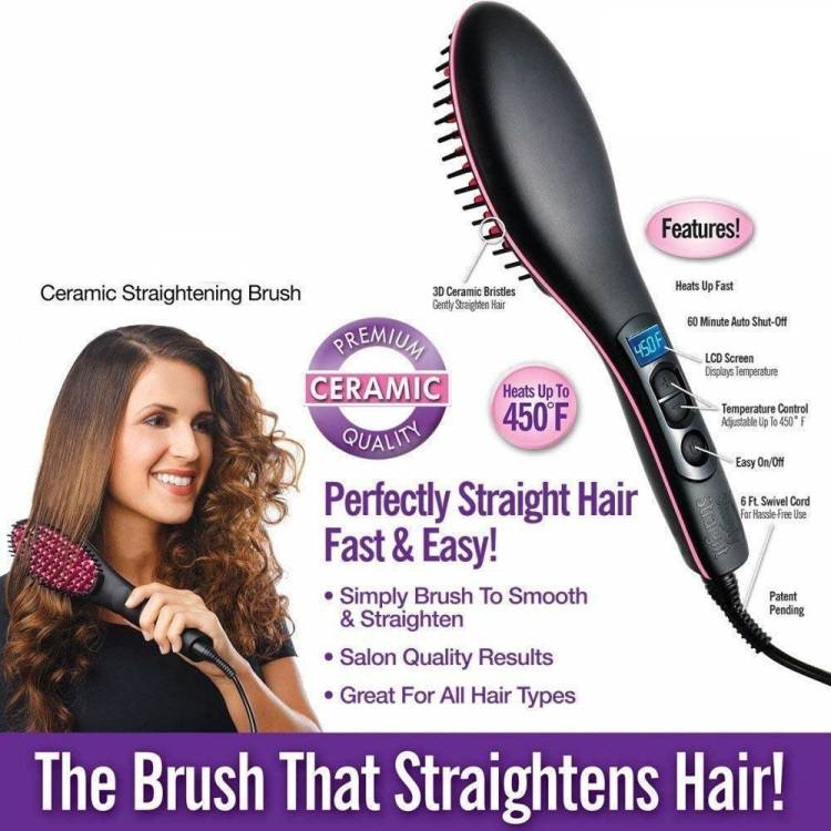 Twixxle XII-Straight Hair Straightner Black (Brush Style)-94 IIV-62HY-Straight Hair Straightner Black (Brush Style) Hair Straightener Brush Price in India