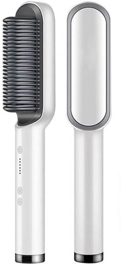 TECHMAZE Professional Hair Brush Curling Anti-perm Straight Styler Frizz-Free Silky Professional Hair Straightener Comb Ceramic Hair Curler HQT 909B 5 Heat Settings Hair Straightener Brush Price in India