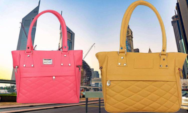 Women Pink, Yellow Hand-held Bag Price in India