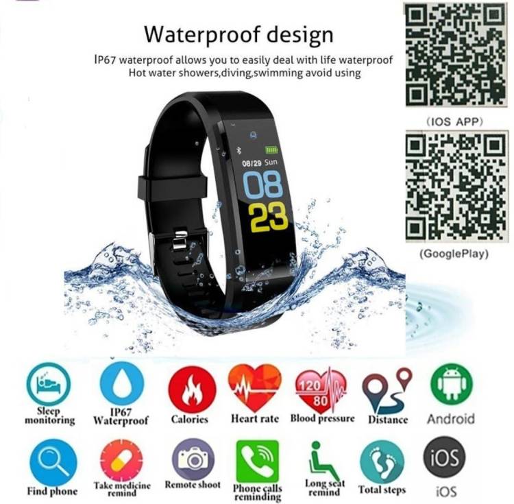 MAHARAJA SUPER KING Best buy Bluetooth Smart connectivity ID115plus smart watch (black strap only) Smartwatch Price in India