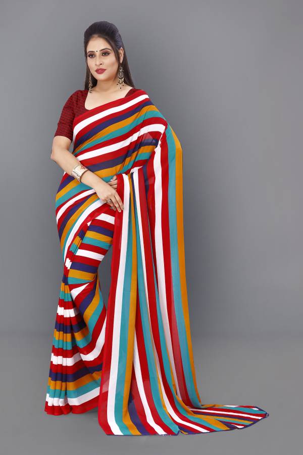 Striped Fashion Georgette Saree Price in India