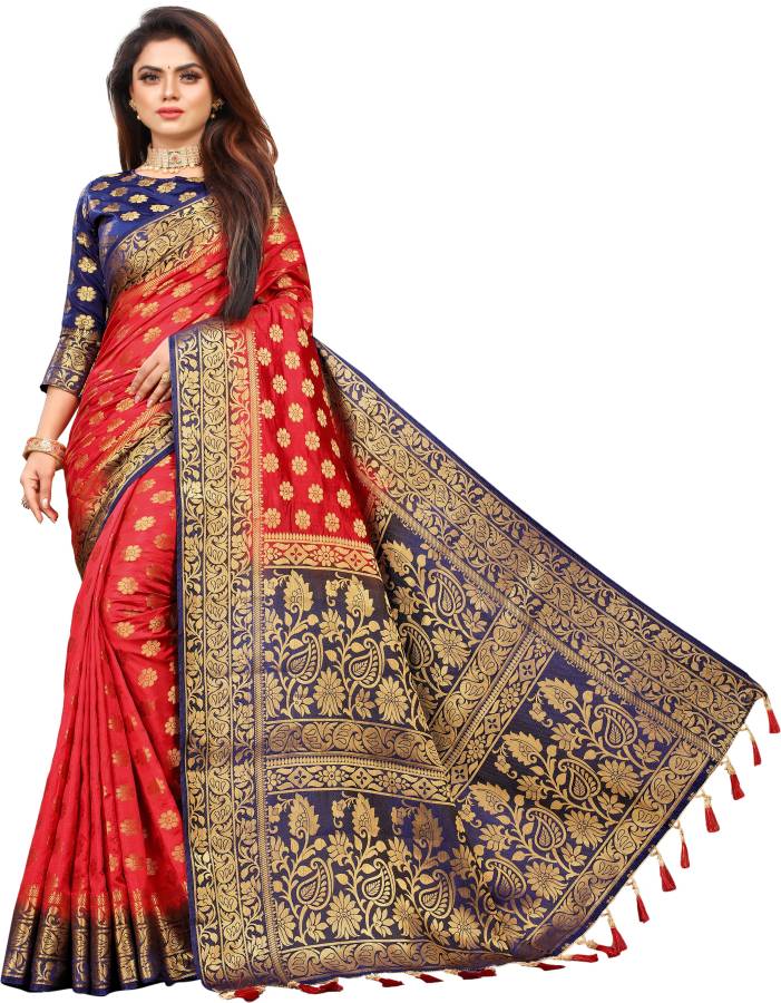 Woven Banarasi Cotton Silk Saree Price in India