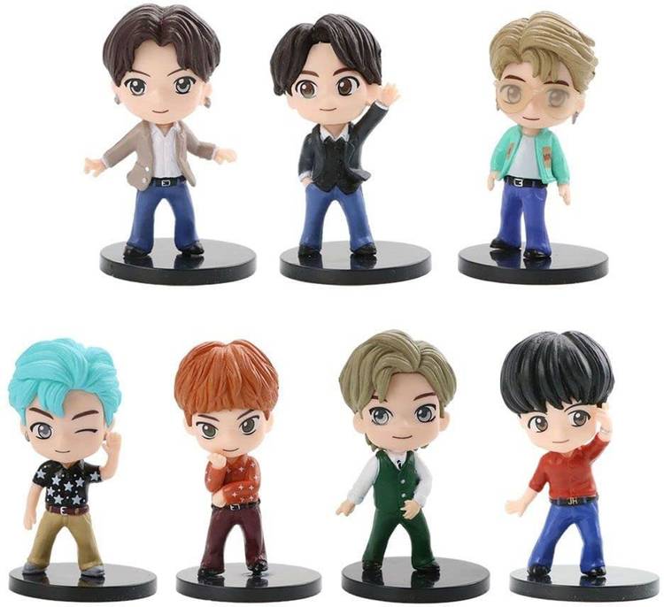 RVM Toys Set of 7 Kpop BTS Tiny Tans Action Figure Cake Topper Decoration/Desk top