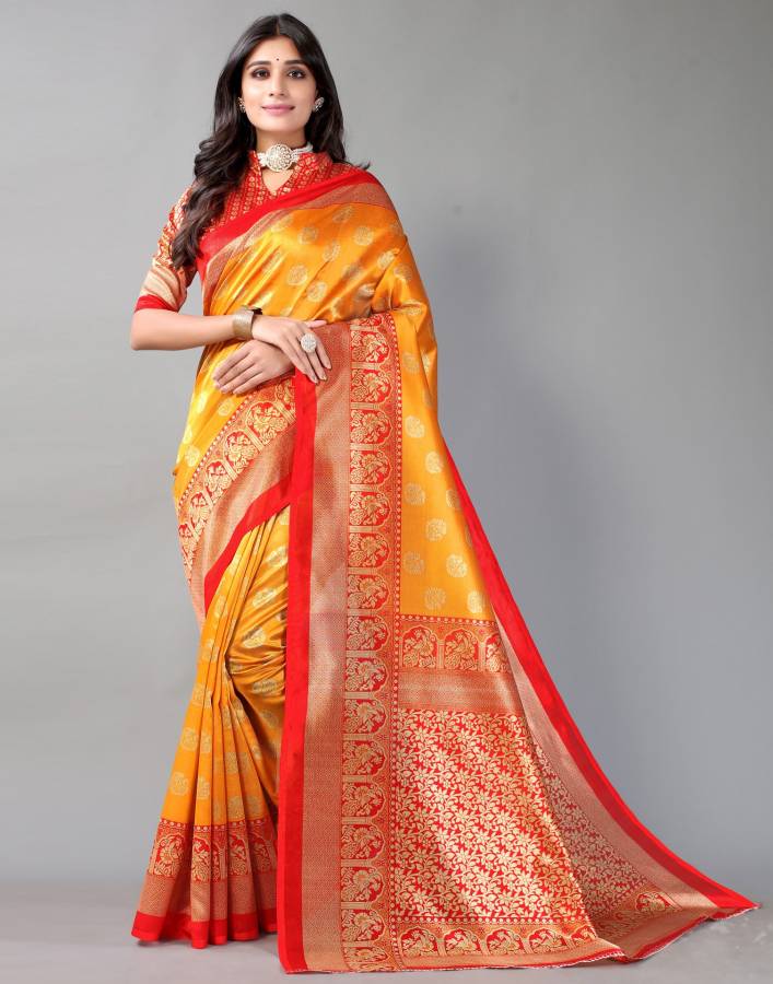 Printed, Geometric Print, Floral Print Kanjivaram Cotton Silk Saree Price in India