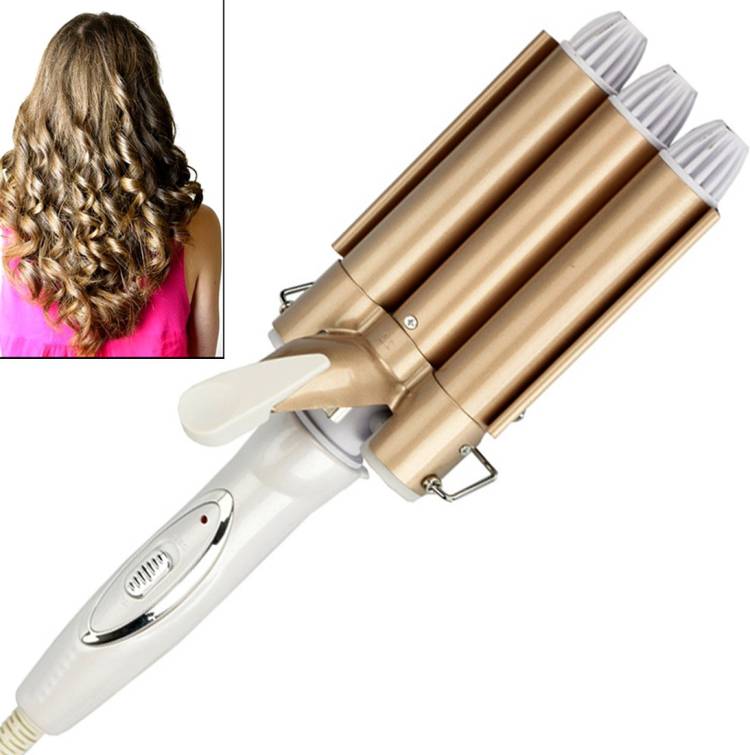 GCDS Smooth Women Ceramic Anti-Static Curl Iron Rod Triple Barrel Electric Curler 45W Electric Hair Curler Price in India