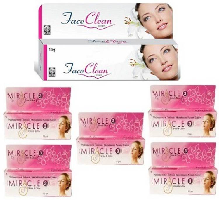 PCI Face Clean Cream 15g + Miracle Cream 15g (Pack of 5) Price in India