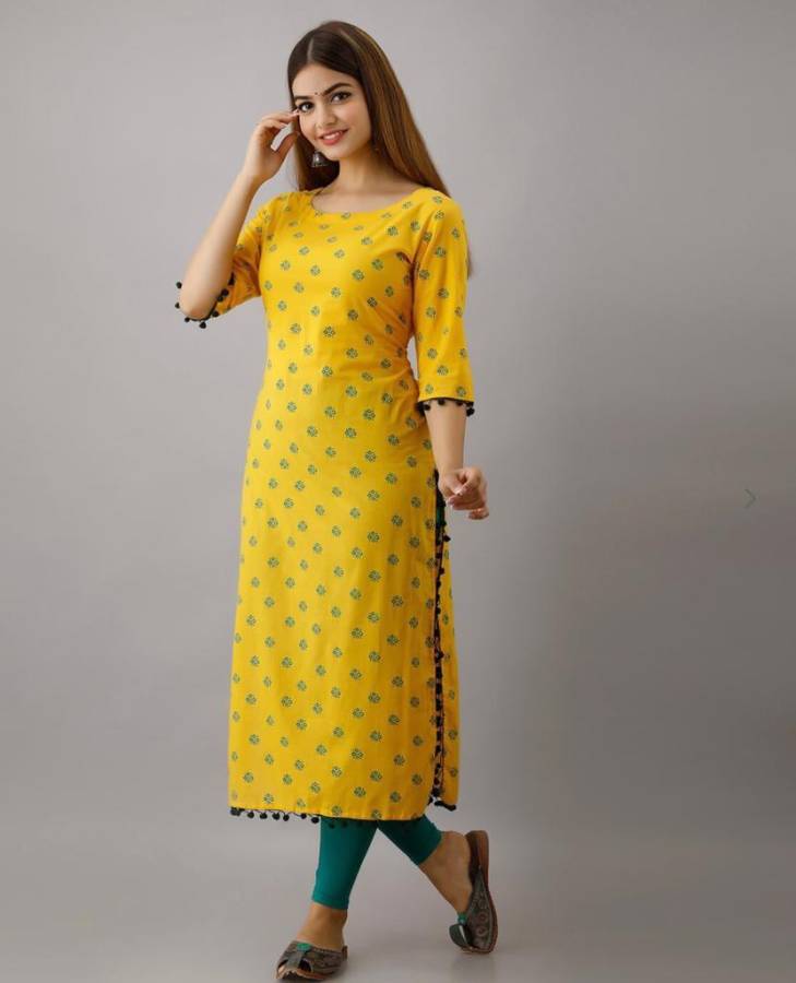 Women Printed Rayon Straight Kurta Price in India