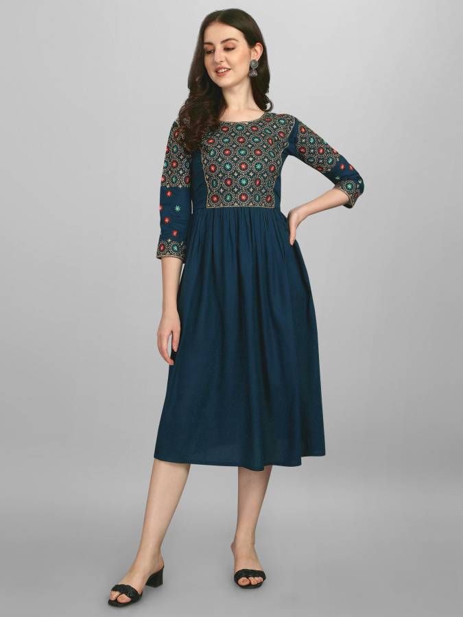 Women A-line Blue Dress Price in India