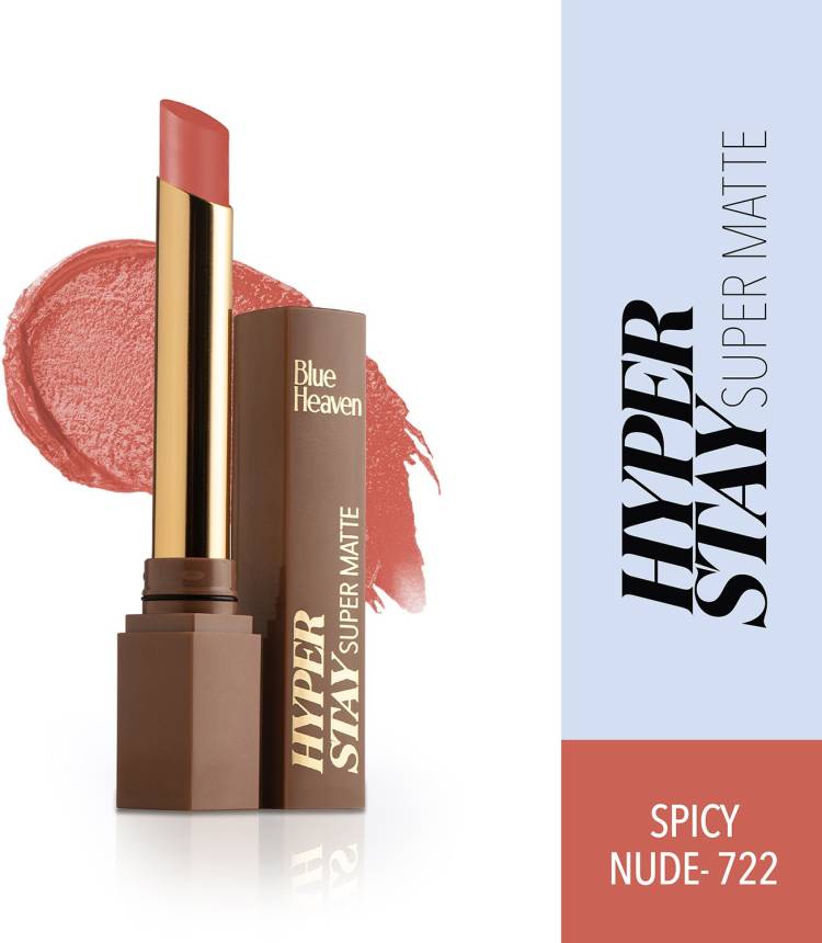 BLUE HEAVEN Hyperstay Super Matte Lipstick, Spicy Nude, 722, 2.2 gm Price in India