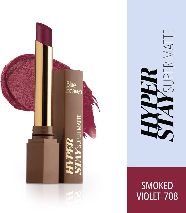 BLUE HEAVEN Hyperstay Super Matte Lipstick, Smoked Violet, 708, 2.2 gm Price in India