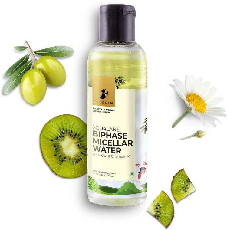 Pilgrim Squalane Biphase Micellar Cleansing Water with Chamomile & Kiwi | Paraben Free Makeup Remover Price in India