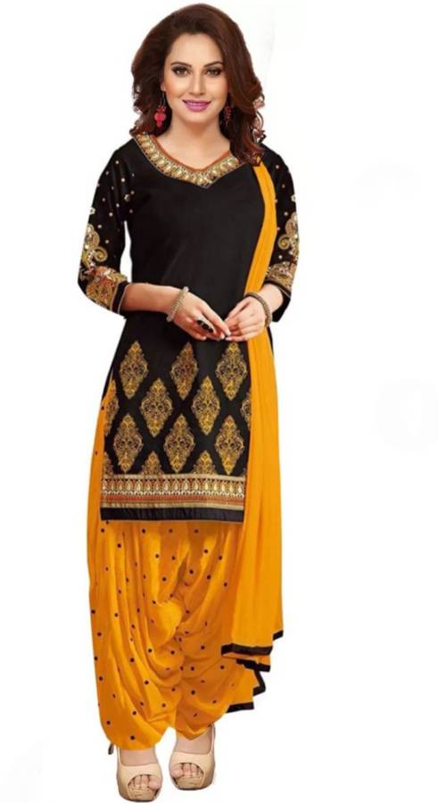 Unstitched Crepe Salwar Suit Material Printed Price in India