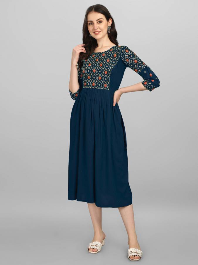 Women A-line Blue Dress Price in India