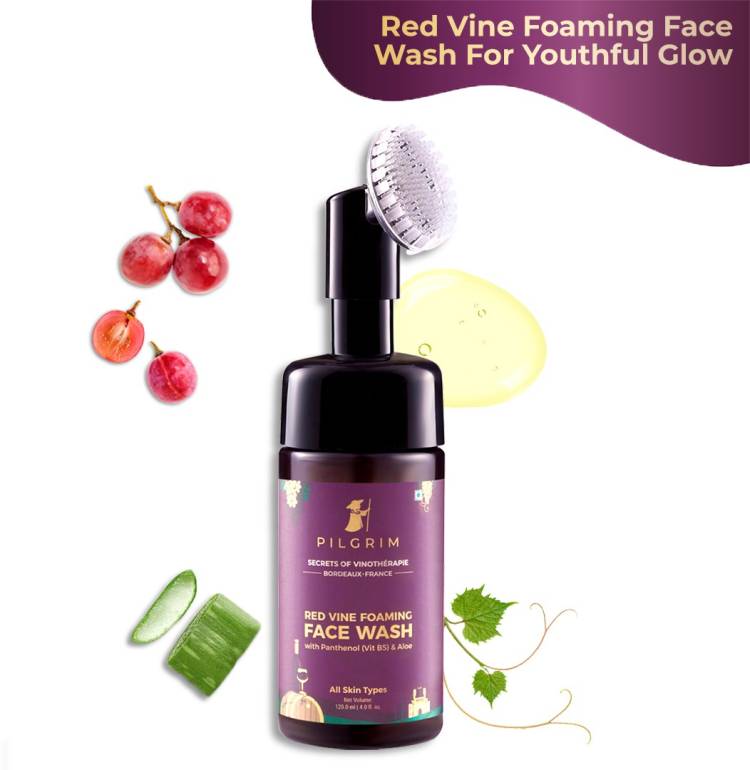 Pilgrim Red Vine Anti Ageing Foaming  Cleanser with Vitamin B5 & Aloe Vera Face Wash Price in India