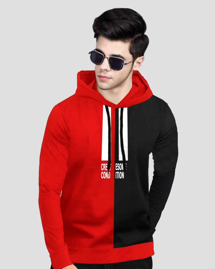 Printed Men Hooded Neck White, Red T-Shirt Price in India