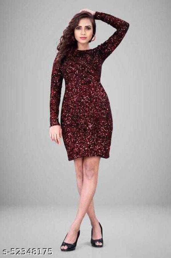 Women Bodycon Maroon Dress Price in India