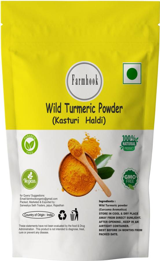 Farmhook Organic Wild Turmeric Powder Kasturi Manjal Amba Haldi For Face & Skin Whitening Price in India