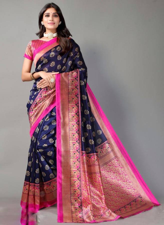 Printed Chanderi Art Silk Saree Price in India