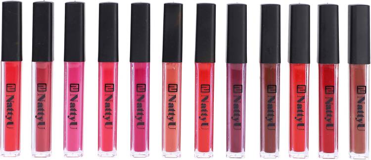 NattyU Premium Waterproof velvet Matte 10 Hour stay Lipsticks combo (Pack of 12) LP_745 Price in India