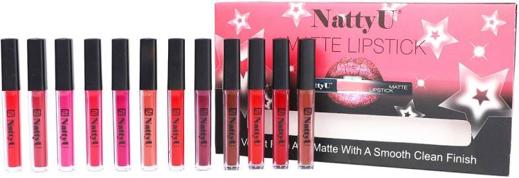 NattyU Premium Waterproof velvet Matte 10 Hour stay Lipsticks combo Pack of 12 Price in India