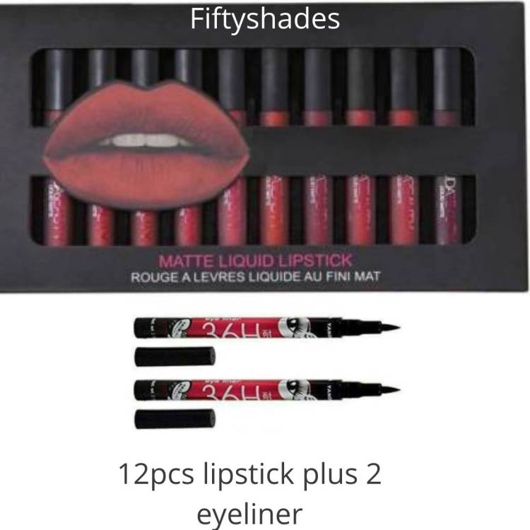 Fiftyshades Liquid matte lipsticks longlasting plus Smudge and WaterProof eyeliner 2pcs Price in India