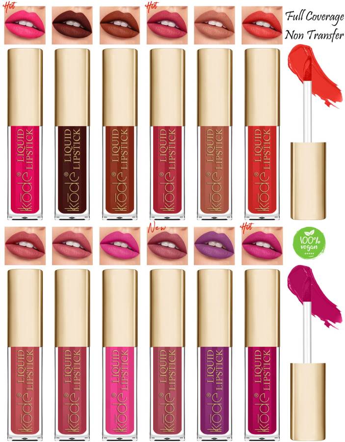 kKode Super Stay, Non Transfer & Waterproof Matte Liquid Lipstick Set of 12 Pcs Price in India