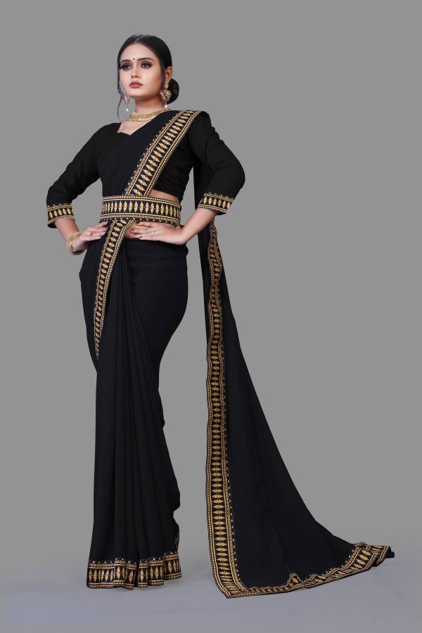 Solid/Plain Bollywood Georgette Saree Price in India