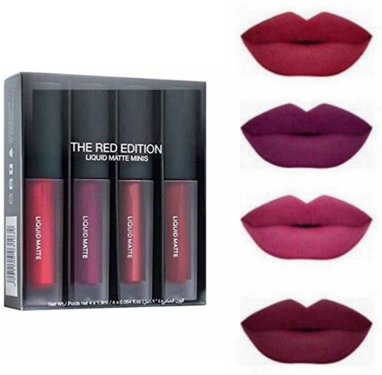 The MN Insta Beauty Super Stay Water Proof Sensational Liquid Matte Lipstick,B Set of 4 Price in India