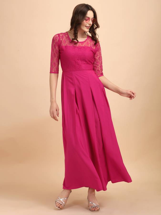 Women Maxi Pink Dress Price in India