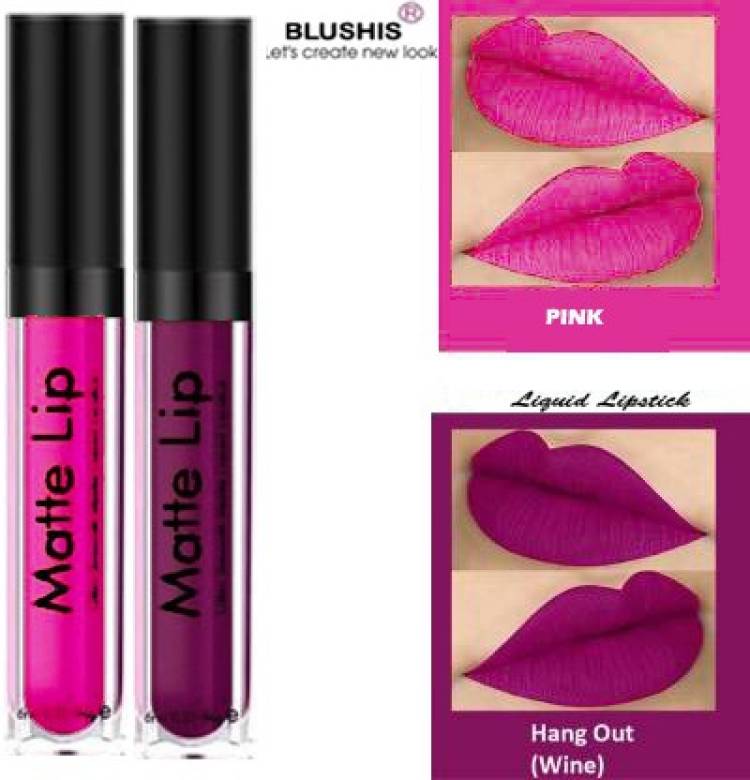 BLUSHIS Non Transfer Professionally Longlasting Liquid Lipstick Combo Set Of 2 pc Price in India