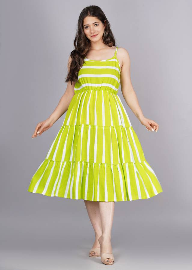 Women Fit and Flare Light Green Dress Price in India