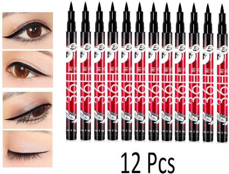 NYN HUDA Insta Beauty Water Smudge Proof 36 Hour Long Lasting Liquid EyeLiner Pack of 12 30 g Price in India