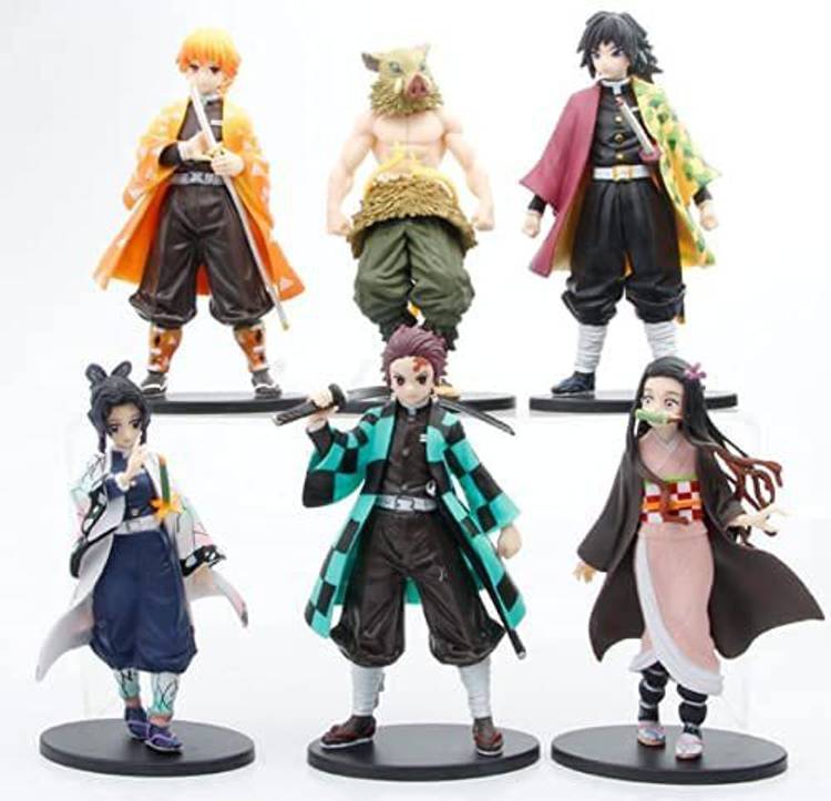 RVM Toys Demon Slayer Action Figure Set of 6 Size 16CM Toy for Car Dashboard, Cake Topper