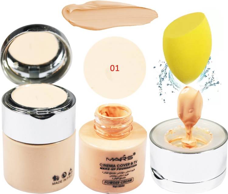MARS Cinema Cover&TV Makeup Foundation with Wonder Professional Makeup Sponge Foundation Price in India