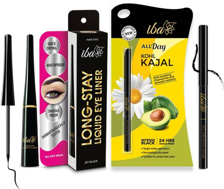 Iba All Day Kohl Kajal + Long Stay Liquid Eyeliner Combo Price in India