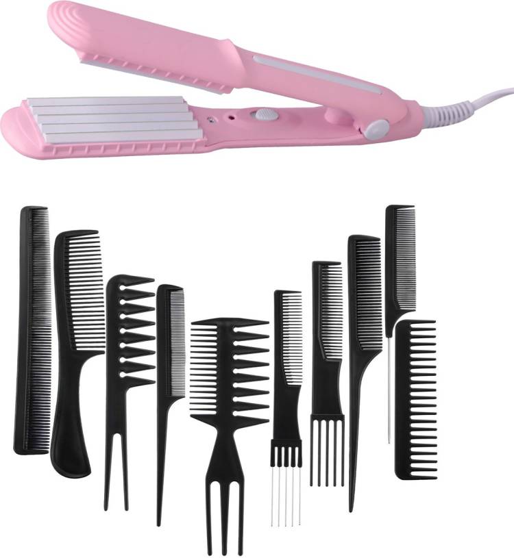 s2s Combo set 10 Hair Comb + Mini Crimping Machine (Color may vary ) Electric Hair Styler Price in India