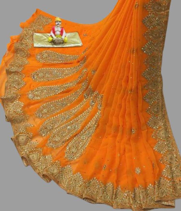 Embroidered Bollywood Vichitra Saree Price in India