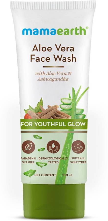MamaEarth Aloe Vera  with Aloe Vera & Ashwagandha for a Youthful Glow Face Wash Price in India