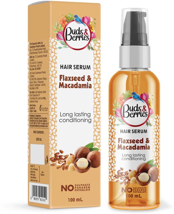 Buds & Berries Flaxseed and Macadamia Hair Serum for Conditioned Hair Price in India